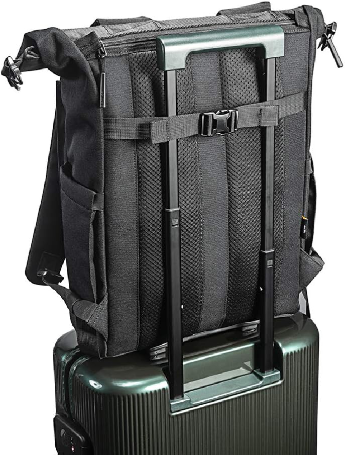🔥 Hot Deals tomtoc Rolltop Laptop Backpack, Water-Resistant Durable Outdoor Backpack Rucksack College Bag for Up to 15.6 Inch Laptop, Large Capacity Daypack Ideal for Work, Travel, School, Commuting, 22L, Black