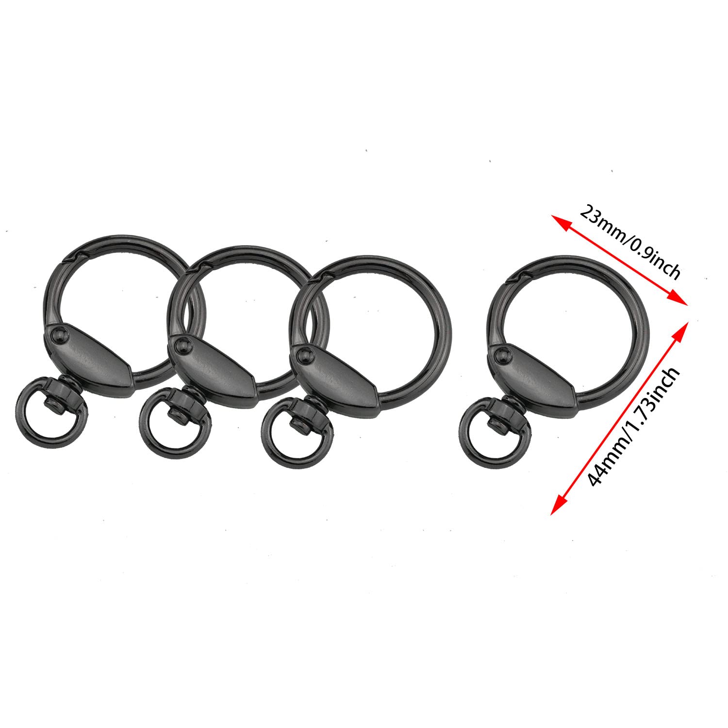 CSNSD 12pcs Round Snap Swivel Clips 44mm Black Spring Snap Hooks with