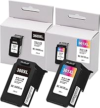 Canon Compatible BC-360XL + BC-361XL 2-Piece Set Black + Tri-Color Large Capacity Compatible Ink with Remaining Amount Display for PIXUS TS5430 / TS5330