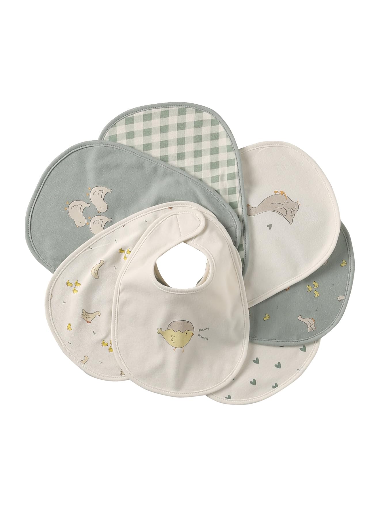 VERTBAUDET Lot de 7 bavoirs naissance en coton bio Oies TU