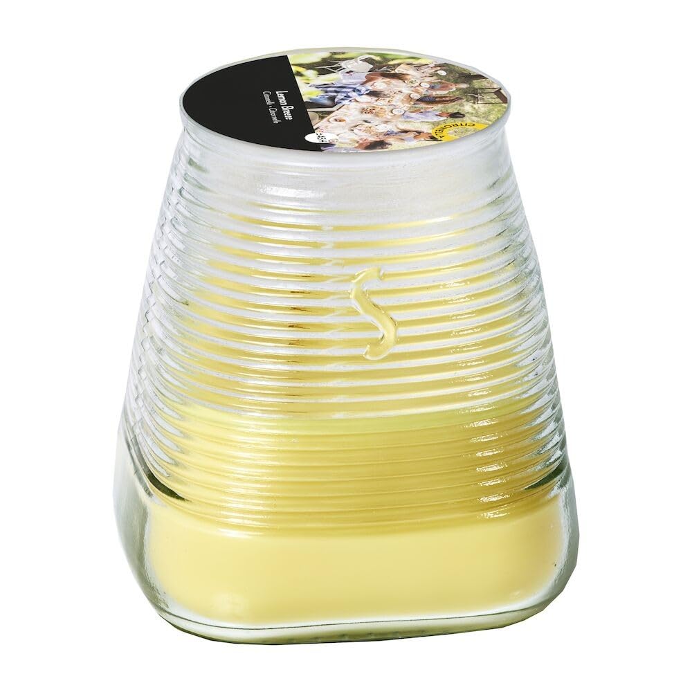 Kerzen für draußen 4 Stück - Duftkerzen Zitronengras Citronella - Perfekt für deinen Garten - im 4er Set - 45h Brenndauer - 9x9x9,8 cm (Gelb-Duft: citronella)