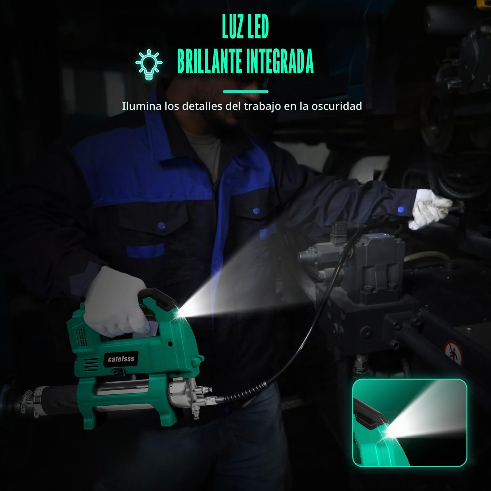Compresor de grasa para batería Makita 18V, presión de 12000 PSI, manguera de alta presión de 100 cm, compresor eléctrico sin escobillas para camiones, granjas, construcción y bricolaje (sin