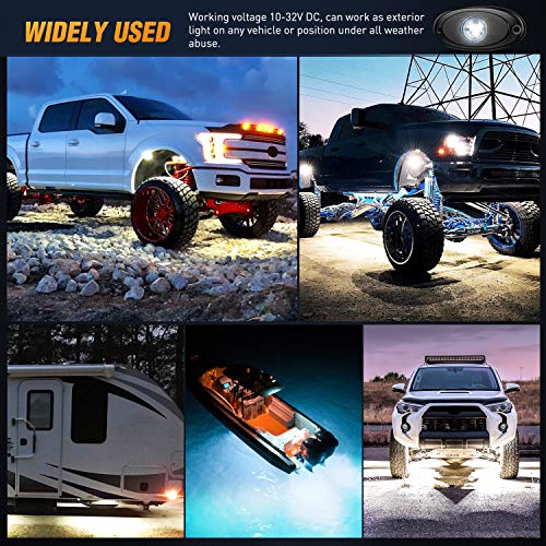 Nilight LED Rock Light 4PCS Underglow Wheel Well Pods Waterproof Exterior Underbody Roof Rack Side Lamps for Car Truck Pickups ATV UTV SUV Motorcycle Boat, White Color by Nilight - Image 8
