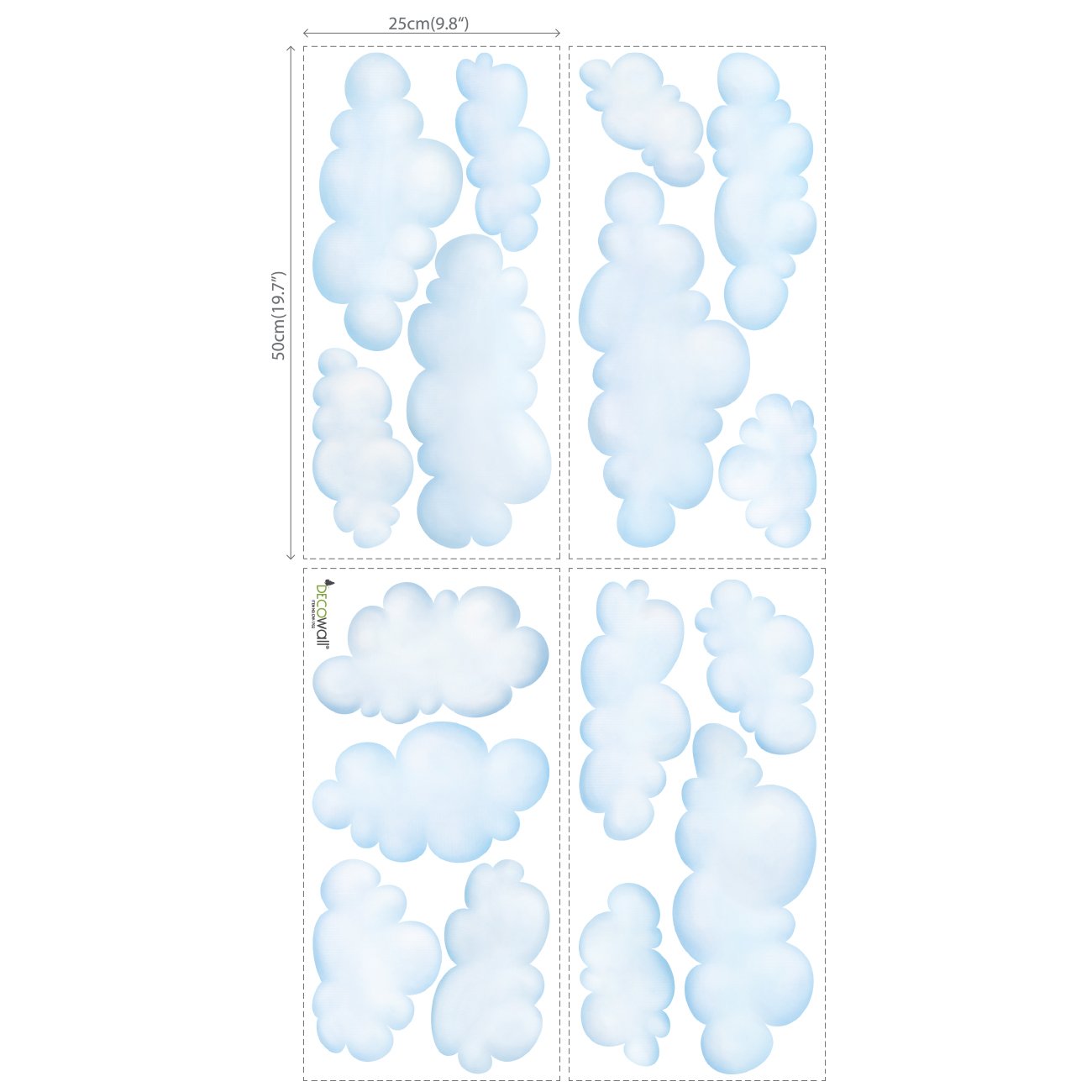 DECOWALL DS9-1702 Nubes Vinilo Pegatinas Decorativas Adhesiva Pared Dormitorio Salón Guardería Habitación Infantiles Niños Bebés