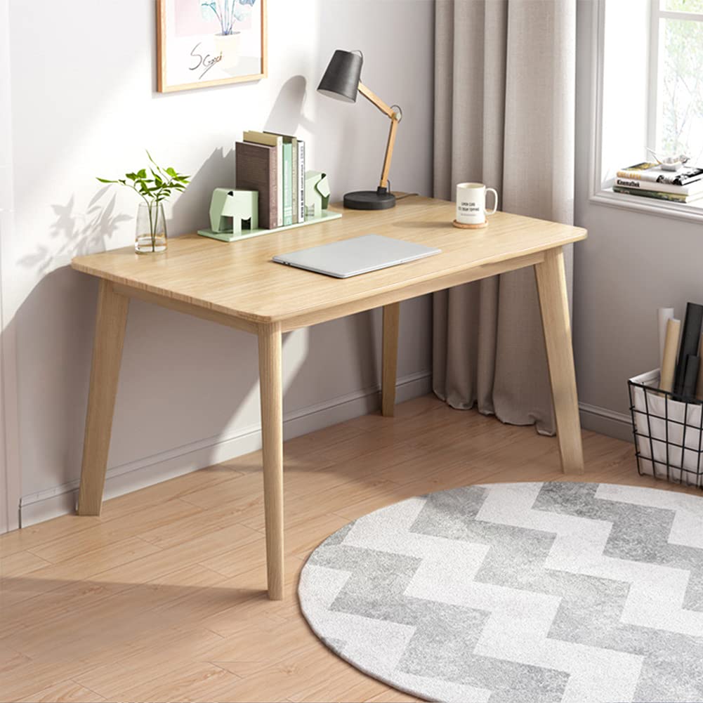 IOTXY Simple Wooden Writing Desk - Modern Minimalist Style PC Laptop Computer Workbench with Solid Wood Legs, 31.5" W Home Office Work Table for TV