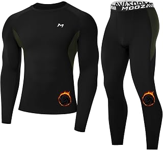 Moozava Thermal Underwear for Men Long Johns Fleece Lined Base Layer Set Hunting Gear Cold Weather Top Bottoms Shirt Pants