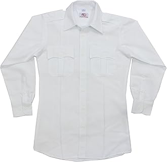 First Class 100% Polyester Long Sleeve Men's Uniform Shirt White