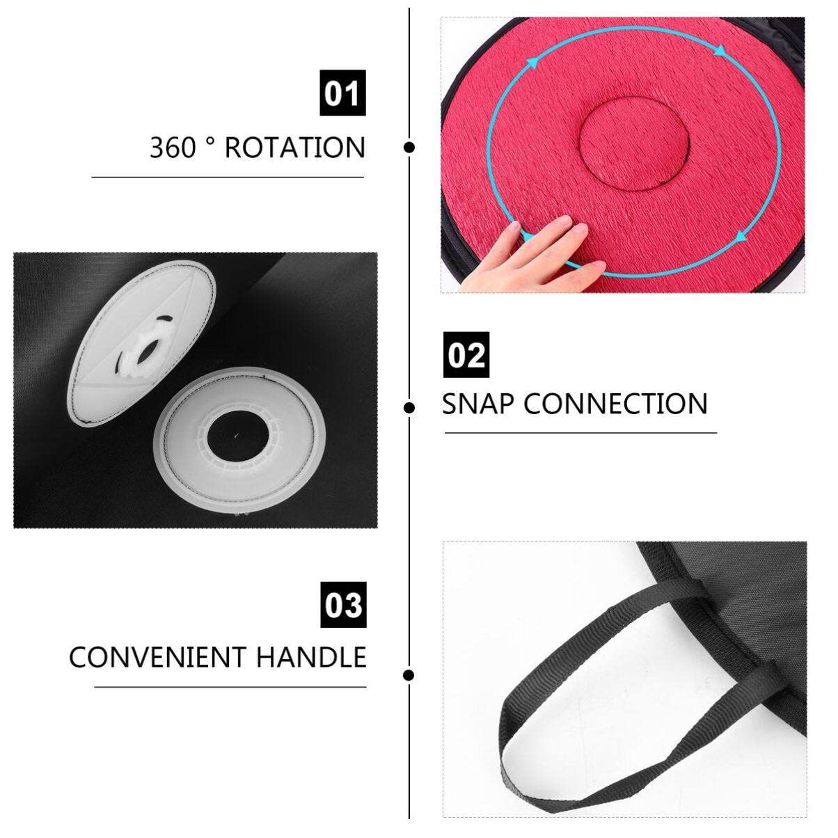 Didiseaon Cuscino Girevole 360° Per Auto E Sedia, Con Base Antiscivolo, Nero, Per Donne In Gravidanza E Massaggio