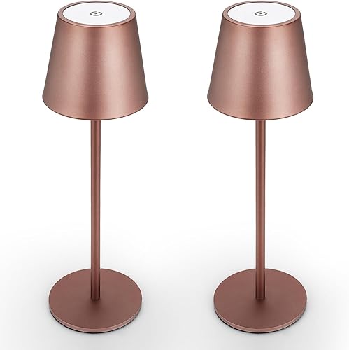 Maksone Paquete de 2 lámparas de mesa LED inalámbricas, lámpara de escritorio con batería recargable de 6600 mWh, luz nocturna de atenuación
