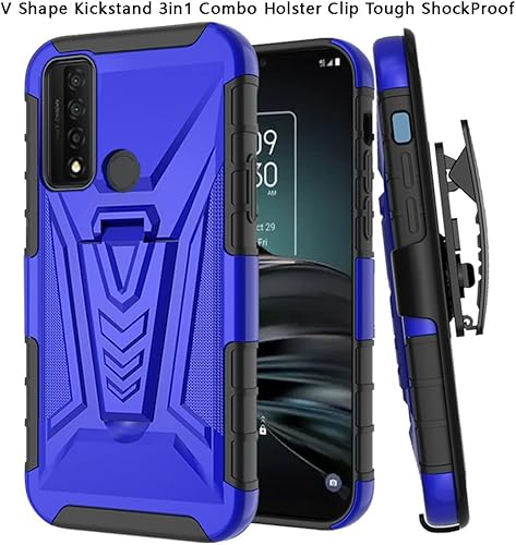Miniatura 3 de Funda para Alcatel TCL 20 XE, TCL 20xe Funda de teléfono con clip para cinturón con vidrio templado Soporte incorporado, a prueba de golpes, funda