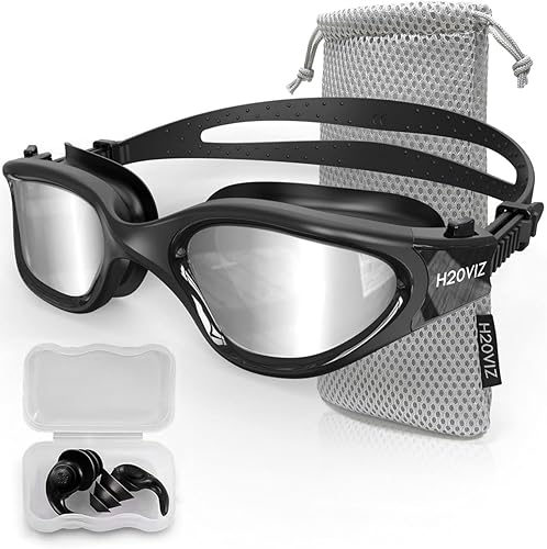 Gafas de natación polarizadas, antivaho y protección UV400, antifugas, incluye tapones para los oídos Pro Swim Hombres Mujeres Adolescentes