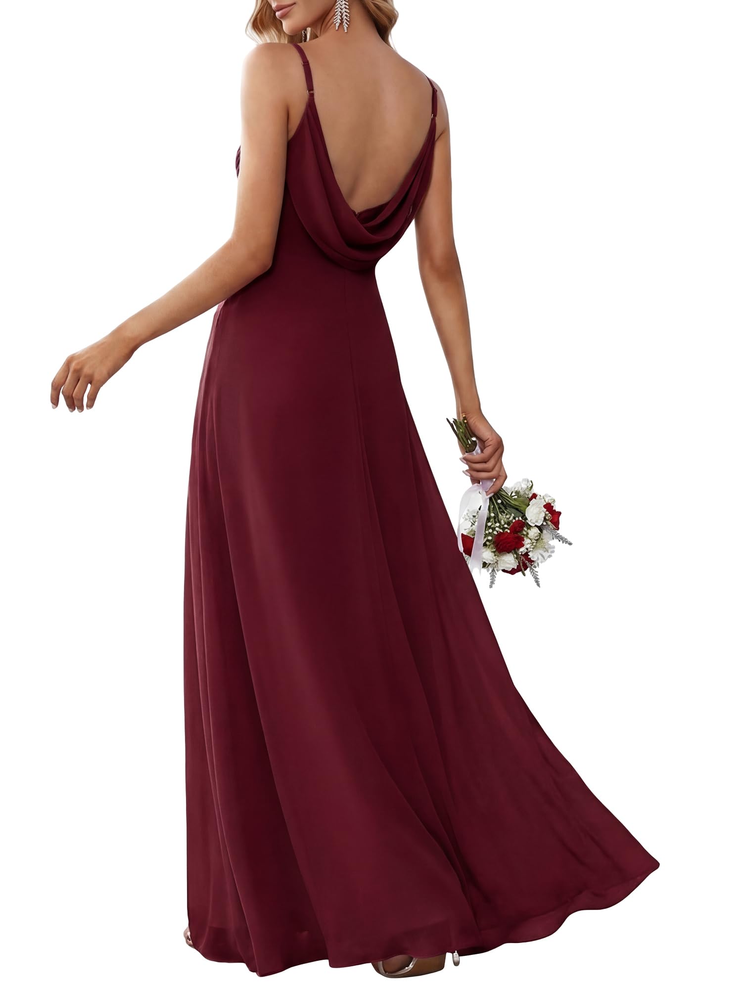 Ever-Pretty Vestiti da Sera Donna Lungo Scollo a V Senza Maniche Linea ad A Chiffon Senza Schienale 80026