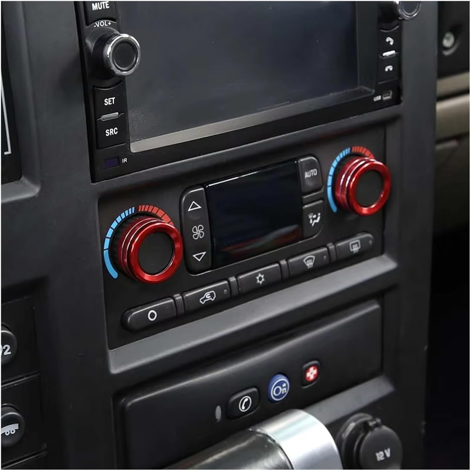 Interior Decoration for Hummer H2 (2003–2007): Air Conditioner Switch Adjustment Knob Cover (Auto Parts), Car Interior Accessories (Silver),Red