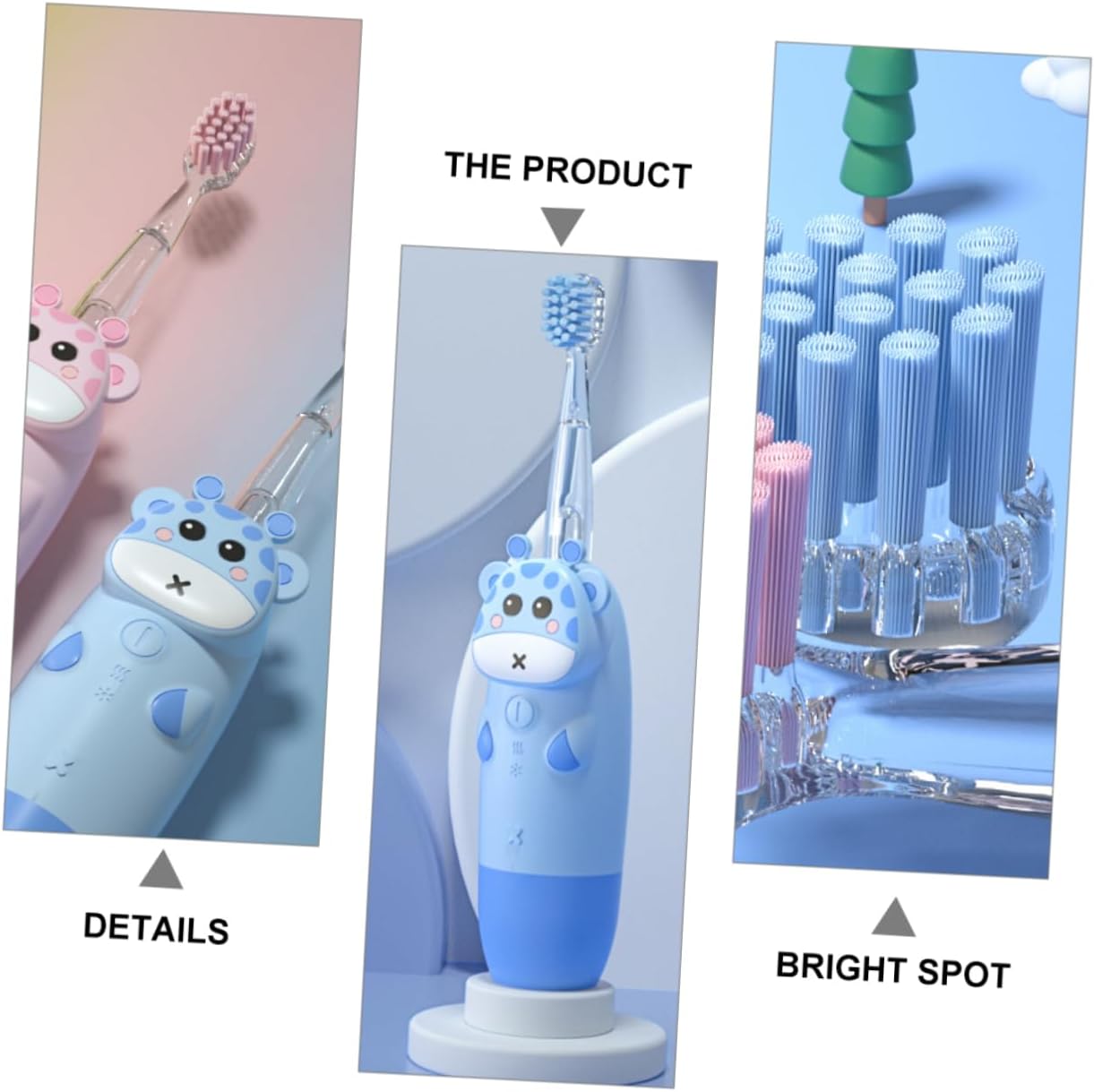 Electric Toothbrush Sonic Tooth Brush with Soft Bristles Non Slip Handle Colorful Light for Ages Brush Heads No Battery Included