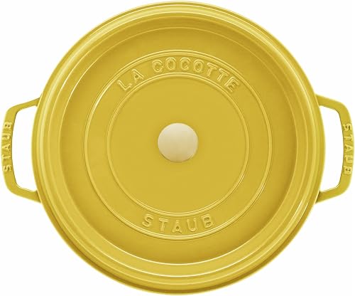 STAUB Casseruola in ghisa smaltata con coperchio, tutti i fuochi, tra cui induzione, 4 persone, rotonda, 24 cm, 3,70 l, 4,7 kg, limone - 3
