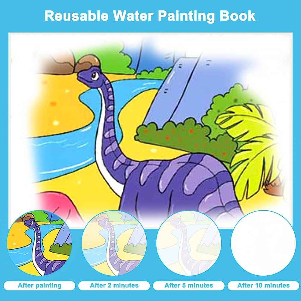 6 Pieces Magic Water Colouring Books, Reusable Water Painting Books, Animal Magic Painting Book - Image 4