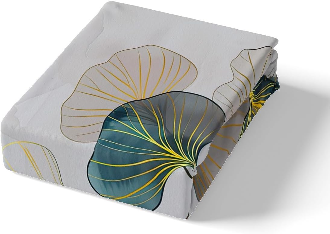 Feelyou Leaves Comforter Cover Ginkgo Leaves Pattern Bedding Set Botanical Leaf Duvet Cover for Children Kids Boys Girls Microfiber Nature Bedspread Cover Nature Room Decor Bedclothes Full Size