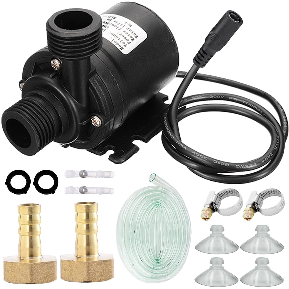 JYUDAUFU DC 12V Mini Brushless Submersible Water Pump, 780L/H 5M Adjustable Flow Submersible Drive Water Pump with Adapter for Solar Aquarium Pond, Fish Tank, Water Circulation