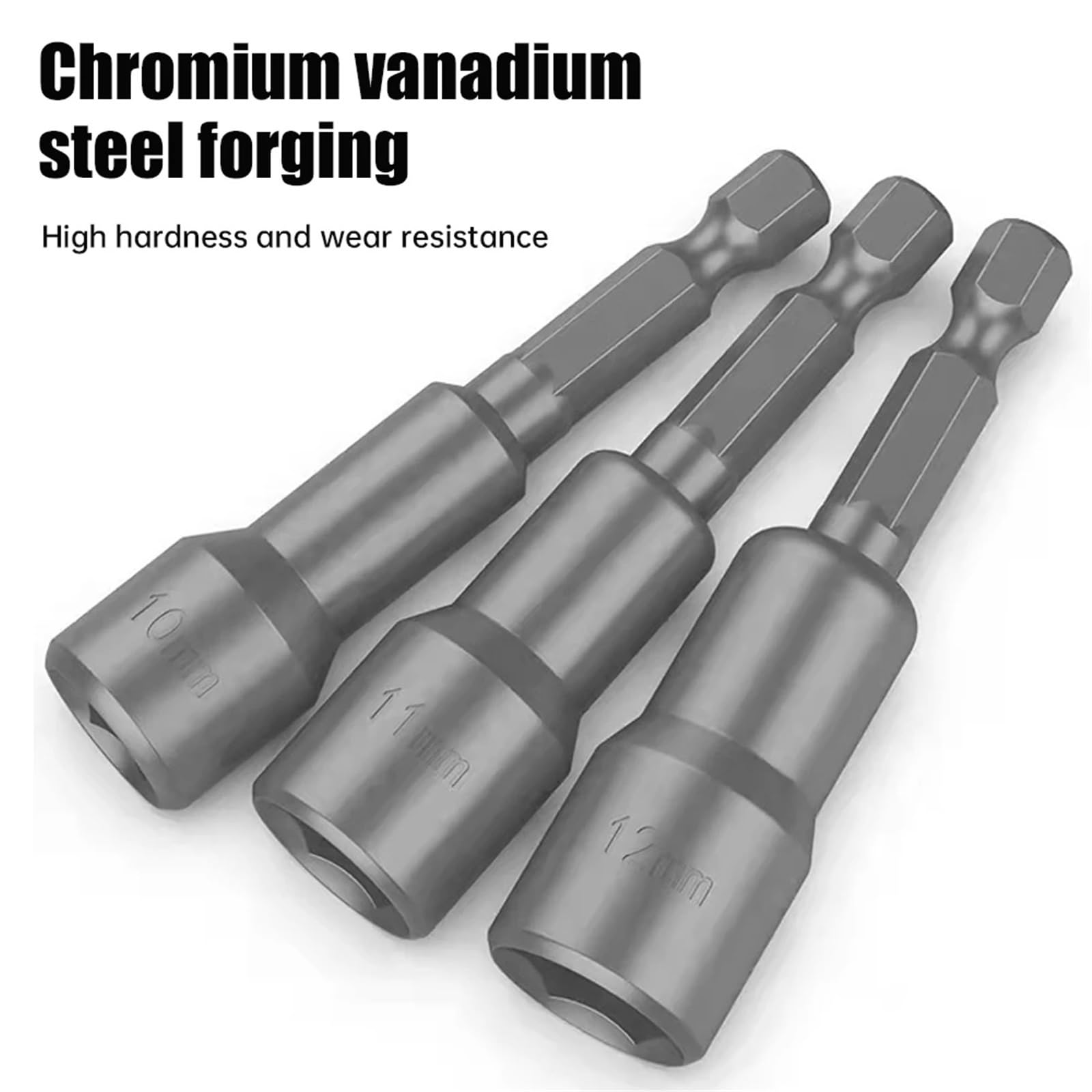Puntas De Atornillar Destornillador de impacto magnético de 6 mm a 19 mm, juego de llaves hexagonales de 1/4, adaptador de broca for taladros eléctricos, kit de llaves de vaso for destornilladores de
