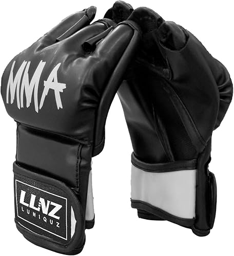 Miniatura 6 de Guantes de artes marciales mixtas para niños, saco de boxeo, boxeo, sparring grappling, medio dedo con acolchado grueso, envoltura larga para la