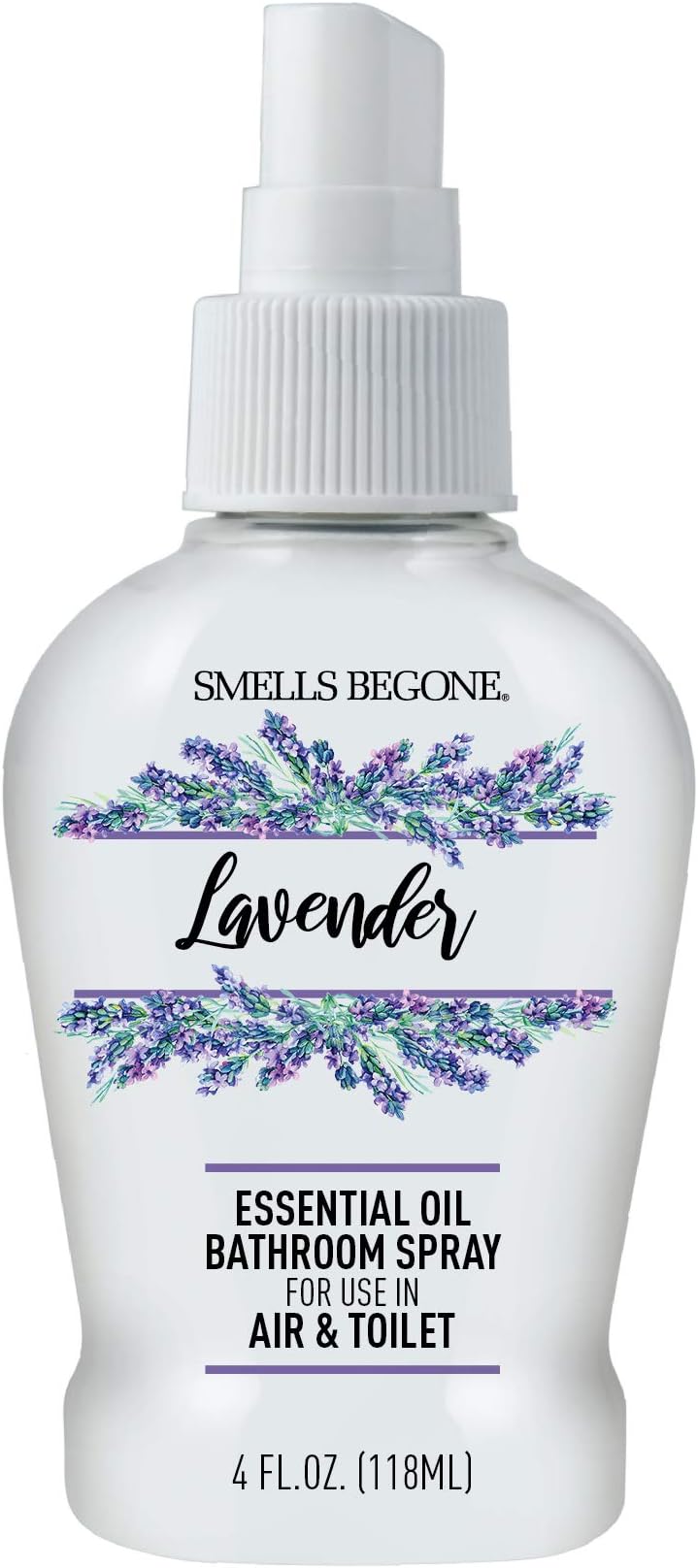 SMELLS BEGONE Essential Oil Air Freshener Bathroom Spray - Eliminates Bathroom & Toilet Odors - Made with Essential Oils - Lavender Scent - 4 Ounce