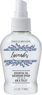 SMELLS BEGONE Essential Oil Air Freshener Bathroom Spray - Eliminates Bathroom & Toilet Odors - Made with Essential Oils - Lavender Scent - 4 Ounce