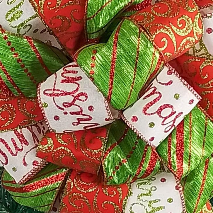 Miniatura 4 de Christmas Tree Bow, Red Lime, Matches Green Monster, Lime Green Christmas Tree Topper Bows