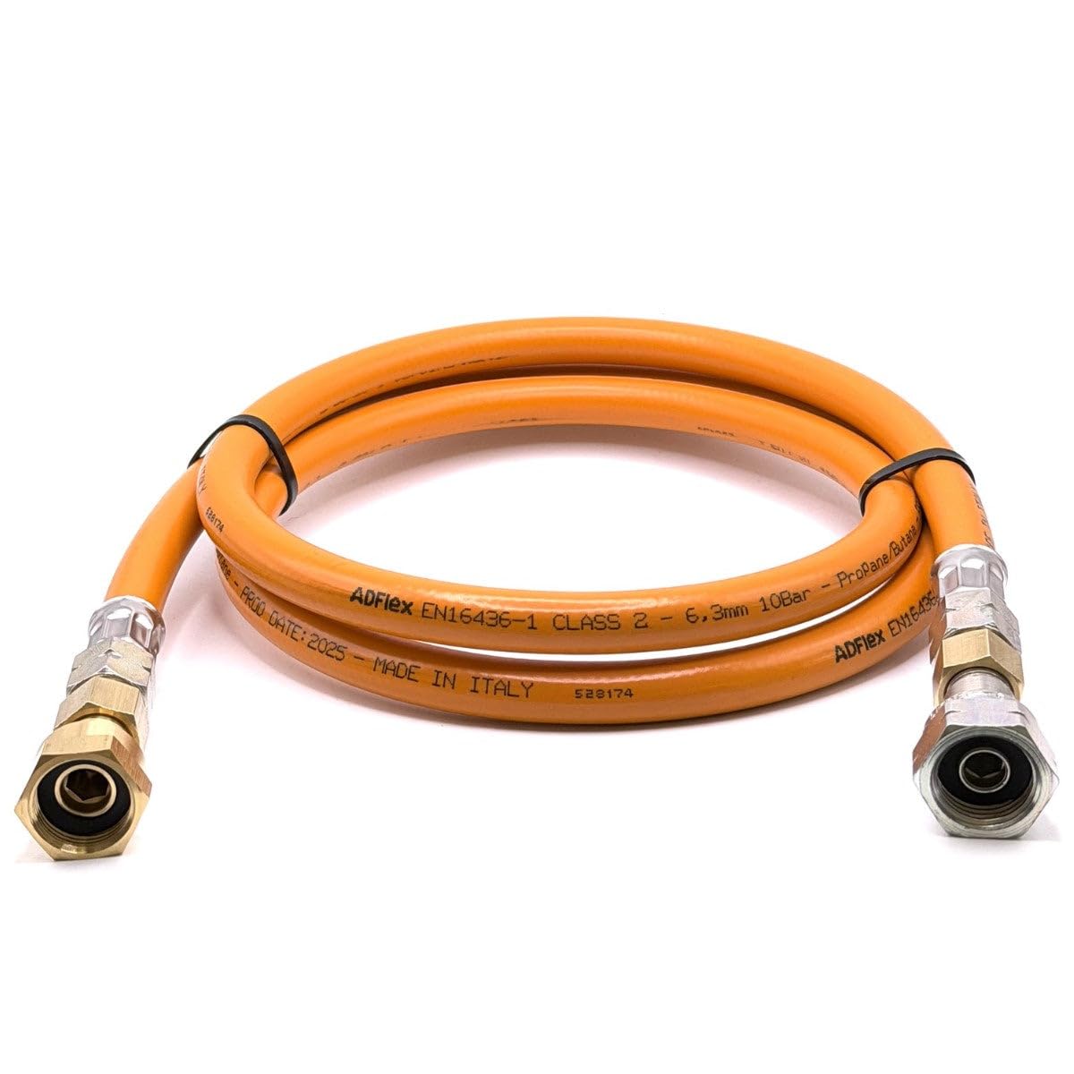 DN Autogas Parts LPG Gas Hose Pigtail 150cm High Pressure Orange – W20 RH to 20mm LH Italian & Greek Cylinder Fitting