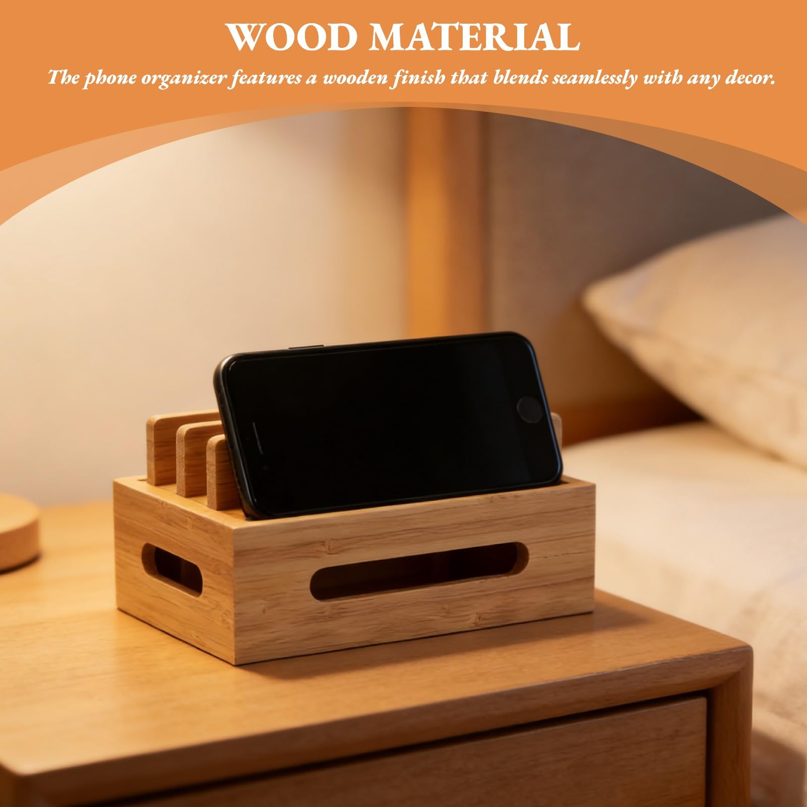 Stazione di ricarica in legno, 6 porte Multi Device Organizzatore di docking cellulare Stato di archiviazione per tablet per smartphone