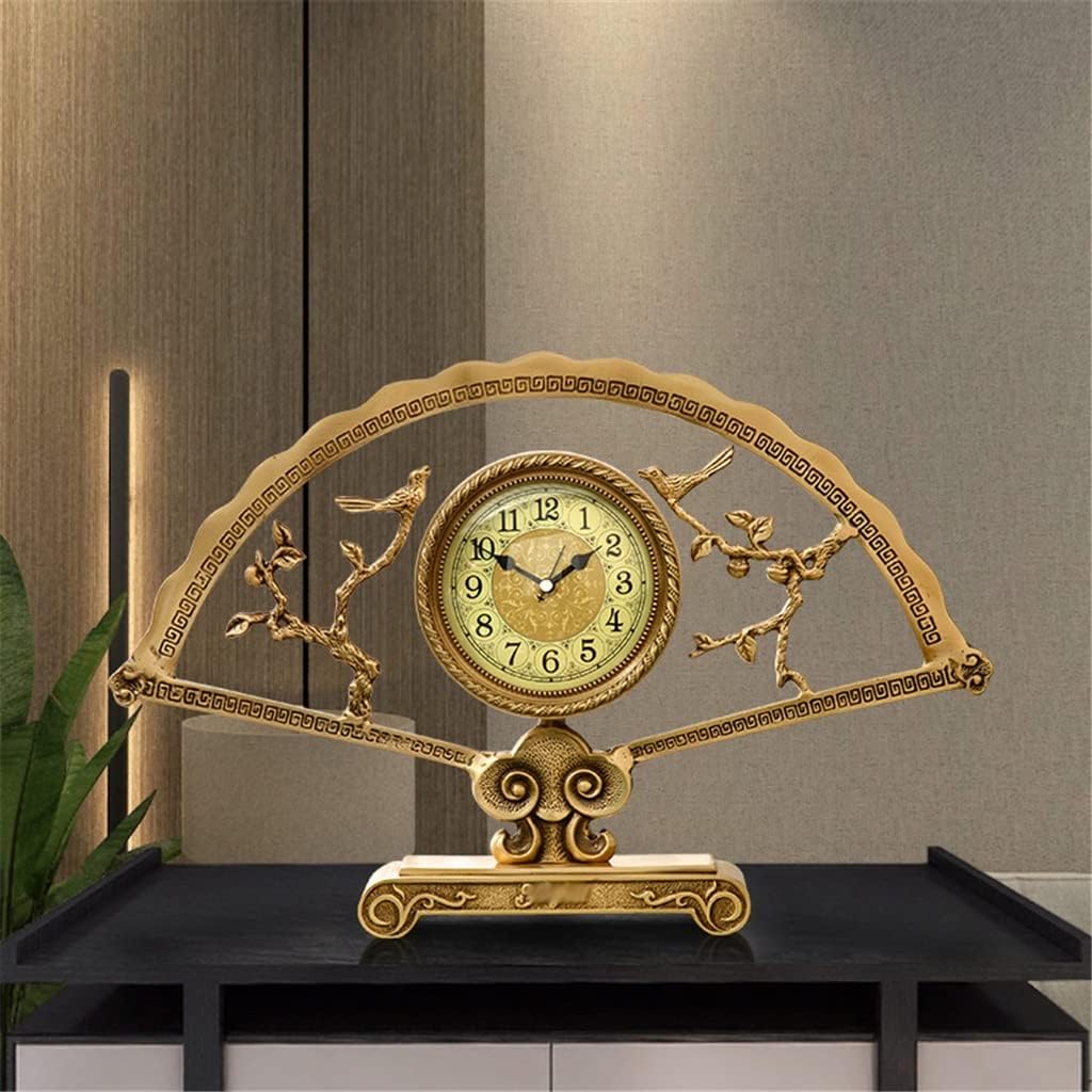 Pure Copper Desk Clock Living Room Decoration Model Room Pendulum Clock Study Desk Clock Pendulum (Color : A Size : 50 * 32CM)
