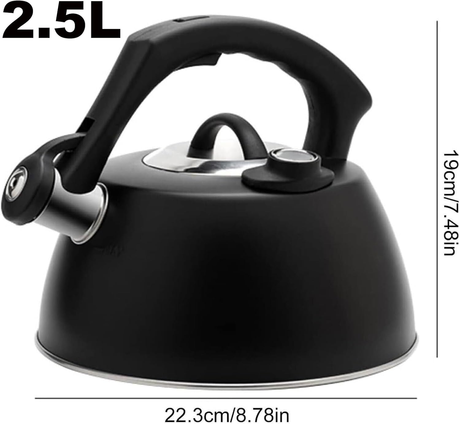 Tea Kettle for Induction Stovetop with Thermometer, Whistling Teapot Food Grade 304 Stainless Steel Tea Pot Hot Water Fast to Boil for Tea, Coffee, Milk(2.5L)