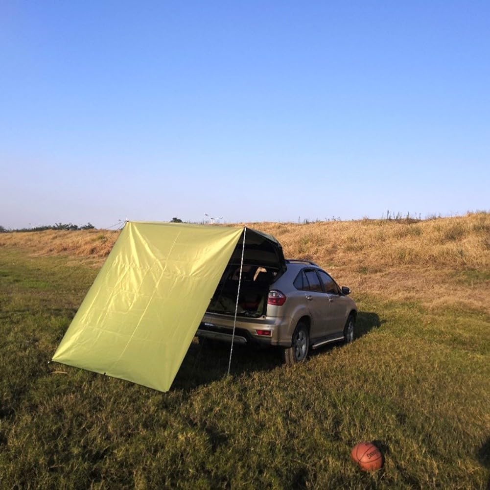 Tenda impermeabile per portellone posteriore di SUV, tenda da campeggio per auto, 440 x 200 cm, in tessuto Oxford, con pali per viaggi su strada (nero, 440 x 200 cm)