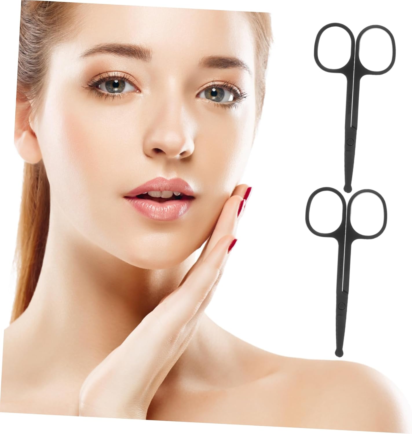 FOMIYES 2pcs Stainless Steel Grooming Scissors Portable Round Tip Beard Eyebrow and Nose Hair Scissors for Men and Women Compact Beauty Tools for Safe Trimming