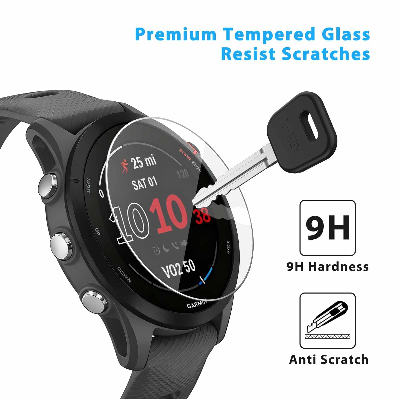 5 sztuk ochraniacz ekranu z Garmin Forerunner 255/255 Music 46 mm, folia ochronna ze szkła hartowanego [odporna na zarysowania] ochrona ekranu (Forerunner 255/255 Music)