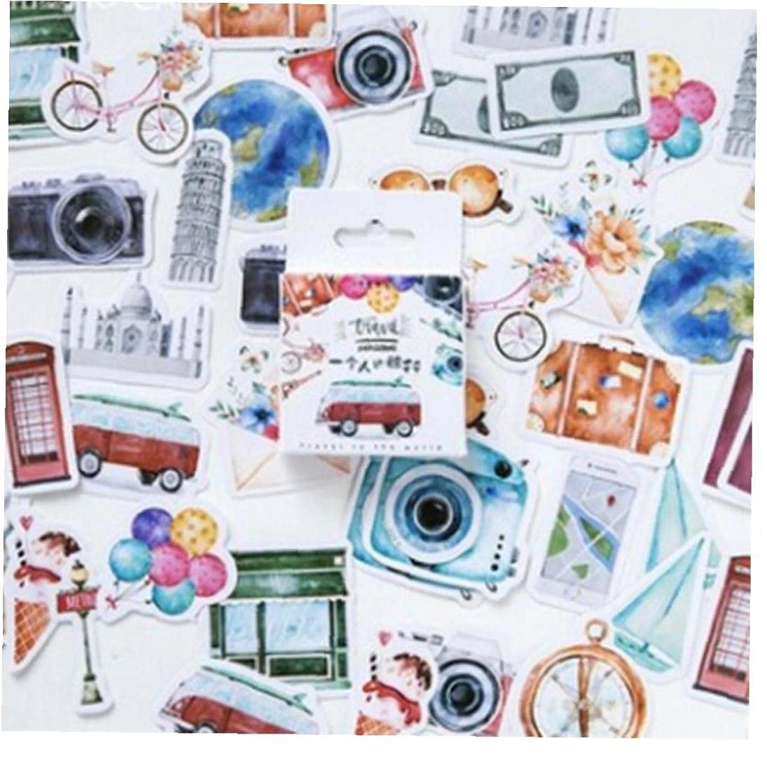 Tossper Boys 46 Pcs Classic Travel Sticker Diy Vintage Scrapbooking Stickers Kids Retro Decorative Sticker For Diary Memo Pad Stationery