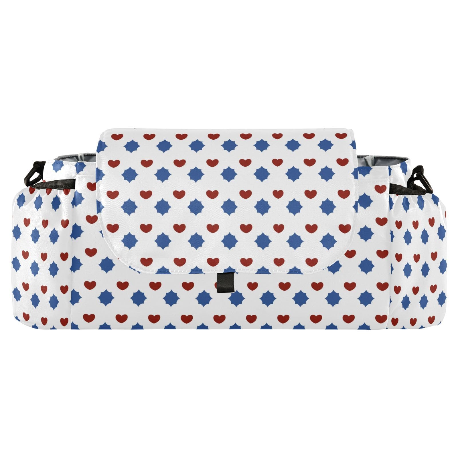 miaozhen Red and Blue Love 4th Of July Independence Day stroller organizer with cup holder baby caddy organizer large nipple gancho para carriola gancho para carriola