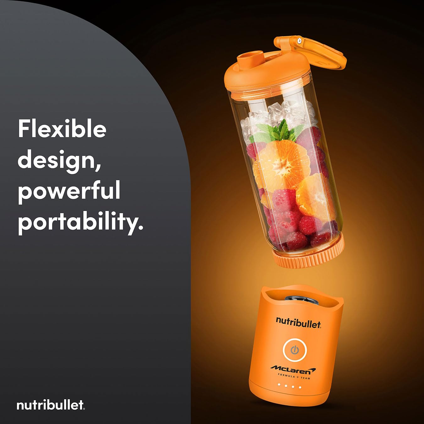 nutribullet Flex - Licuadora portátil en colaboración con McLaren Formula 1 Team & Mastercard - Naranja papaya - 600 ml de alta capacidad - Licuadora de viaje compacta con cuchillas desmontables e