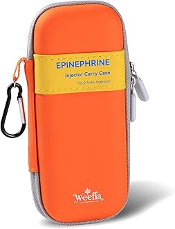 Weefla Slim Carry Case for EpiPen, Hard Shell Carrying Holder for 2 Epinephrine Epi Pens or Trainer, Bright Color for Easy Spotting, Compact Travel Size for First Responder & Allergy Sufferer Use (YL)