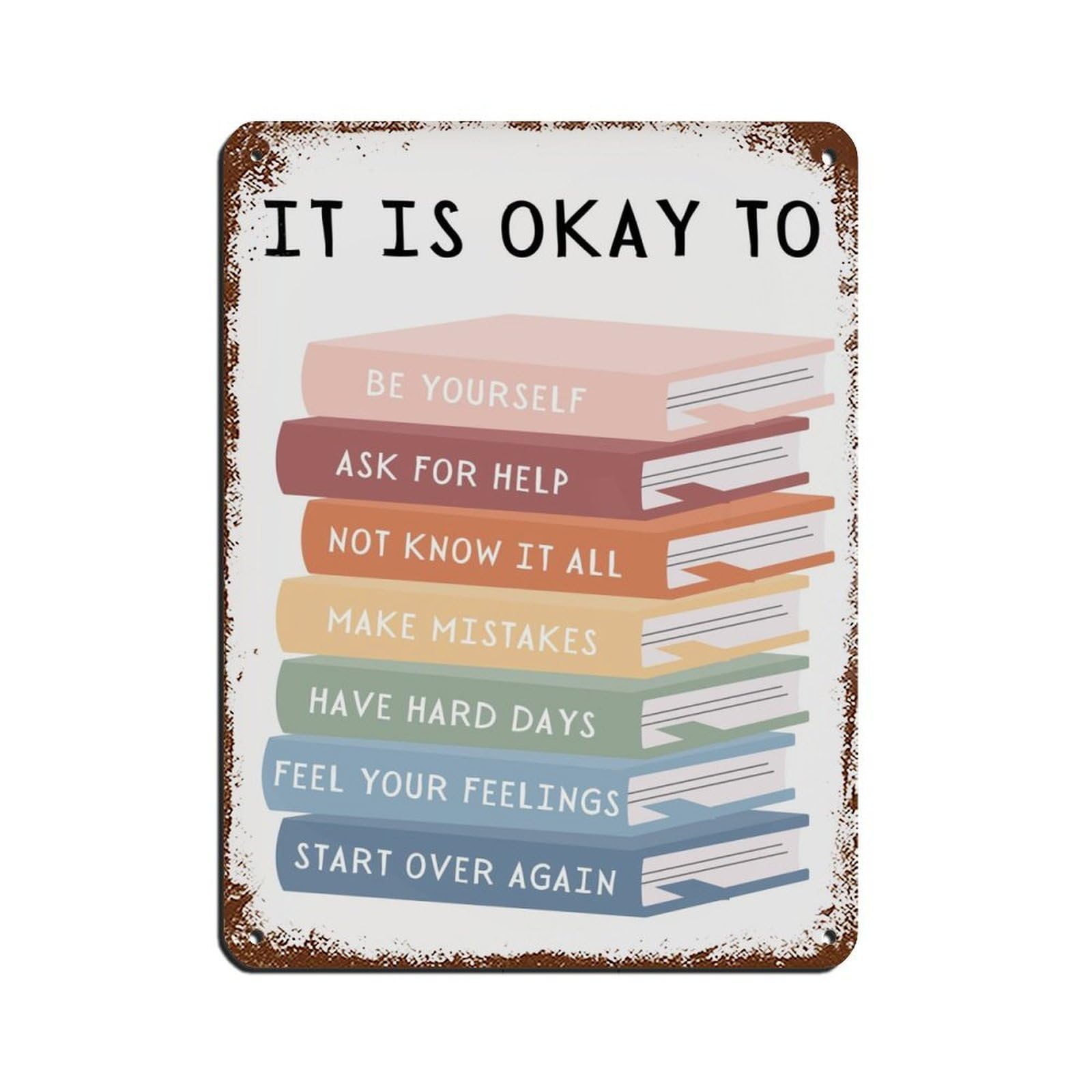 Lxwnze 30L X 40W Cm It's Okay To Not Be Okay Poster (3) Tin Sign Vintage Metal Pub Club Cafe Bar Home Wall Art Decoration Poster Retro 12X16inch(30X40cm)