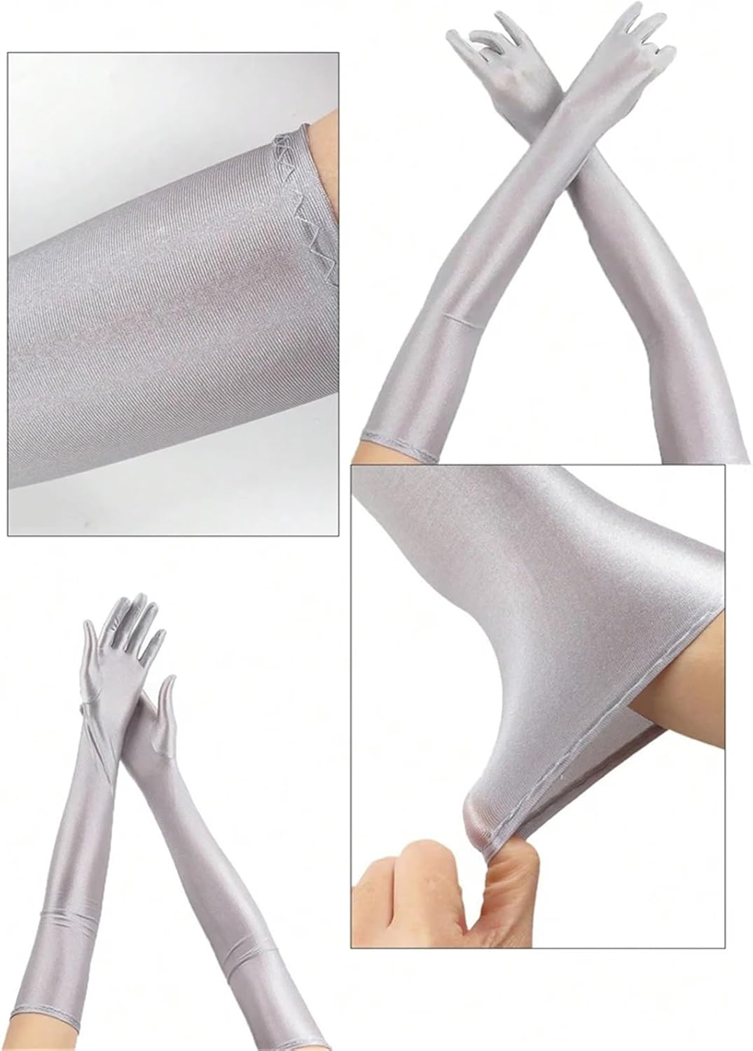 Long Elbow Satin Gloves 3 pairs Women Spandex Elasticity Opera Elbow Long Gloves