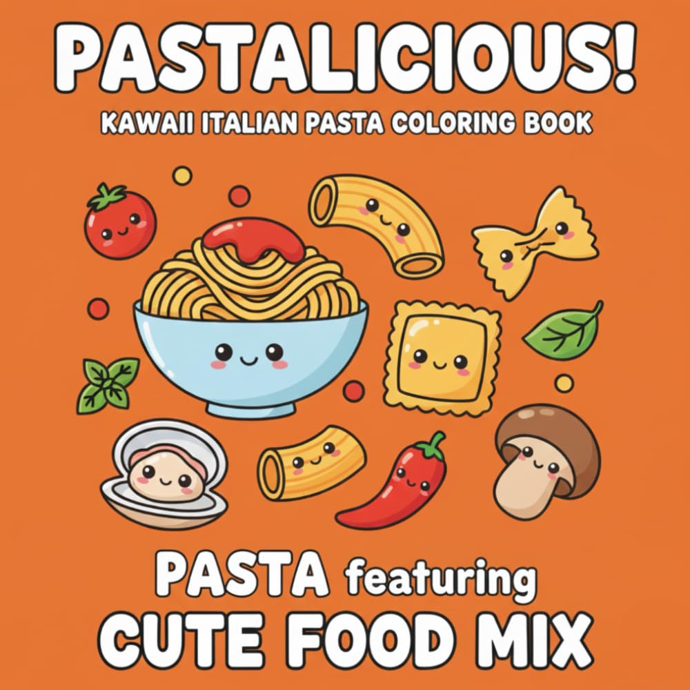 PASTALICIOUS! PASTA featuring CUTE FOOD MIX: KAWAII Italian Pasta Coloring Book