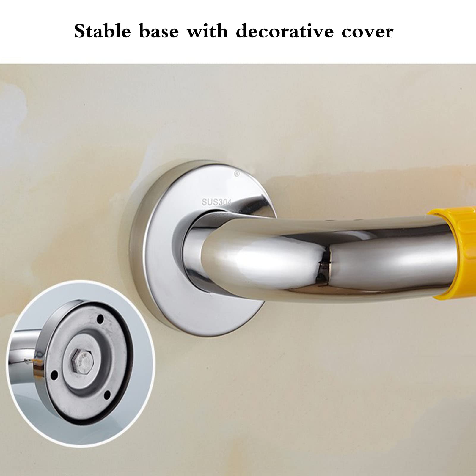 Reposabrazos, Pasamanos de Acero Inoxidable para el Hogar, Ancianos, Discapacitados, Baño, Baño, Bañera, Barandillas, Barras de Agarredeslizantes, Funda de Nailon en Negrita/88 cm