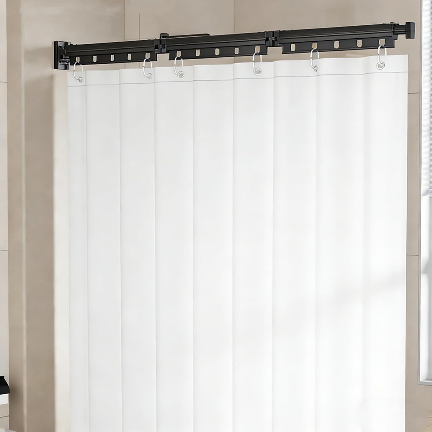 Tenda Doccia Pieghevole,con Tenda da Doccia Impermeabile, con 12 Anelli,per Bagni Piccoli,Spogliatoi,Camper,Grigio