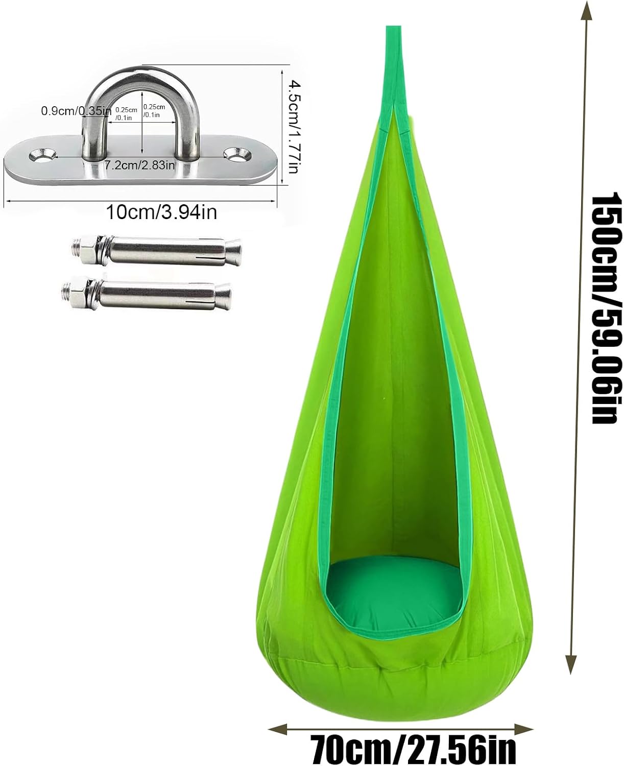 Kids Pod Swing Seat | Child Swing Bed Seat - Indoor Courtyard Rest Tool, Outdoor Game Accessories with Inflatable Cushion for Garden Picnics, Parks