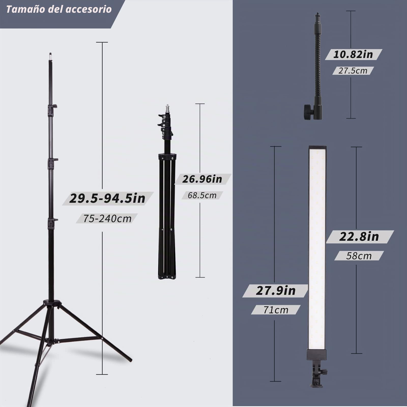 Kit de iluminación LED de estudio de fotografía con bolsa de soporte de luz, tubo suave para belleza, cejas, tatuajes, luz de relleno de fotografía de producto, luz de fotografía de estudio