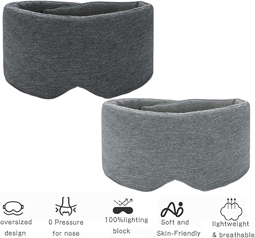Miniatura 3 de SUWEISHI Paquete de 2 antifaz para dormir ultra suave 100% algodón, cero presión, cubierta natural suave para los ojos con correa ajustable, ayuda