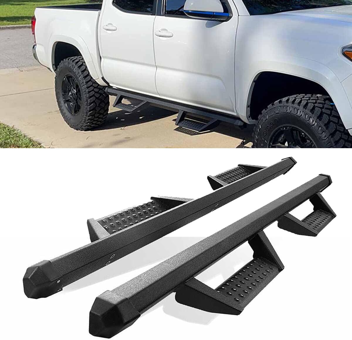 Running Board Drop Down Side Step Nerf Bar Black Fit for 2022 2023 2024 Tundra Crew Max Full Size Doors(Rhombus Tube)