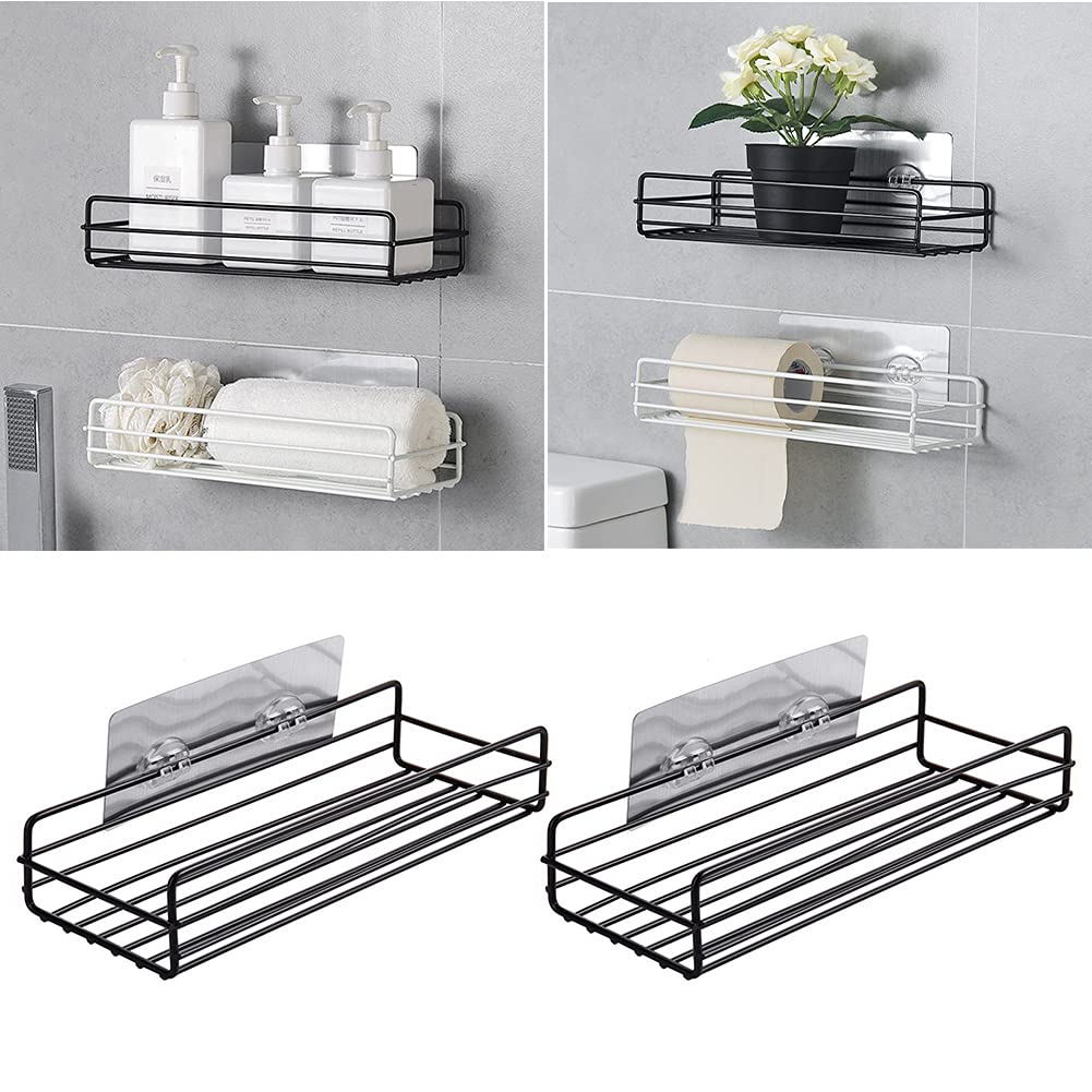 ArdioPlax 2 Pack Bathroom Storage Organizers Shower Caddy Adhesive Bathroom Shelf with Removable Hooks No Drilling Strong Wall
