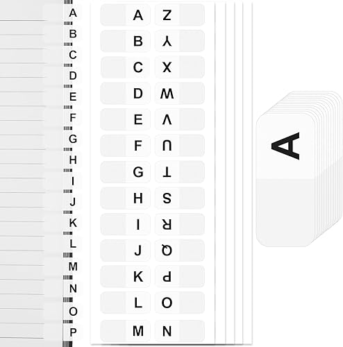 OIIKI 364 etiquetas del alfabeto blanco, de la A a la Z, 26 letras del alfabeto, índices de pestañas alfabéticas, calcomanías del alfabeto escolar