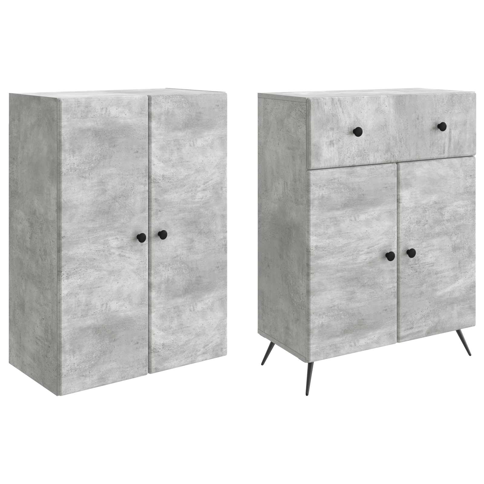 Hothingwell Möbel mit Fächern, Betongrau, 2-teilig | Modernes Design, ergonomische Rückenlehne, pflegeleicht, anpassbar
